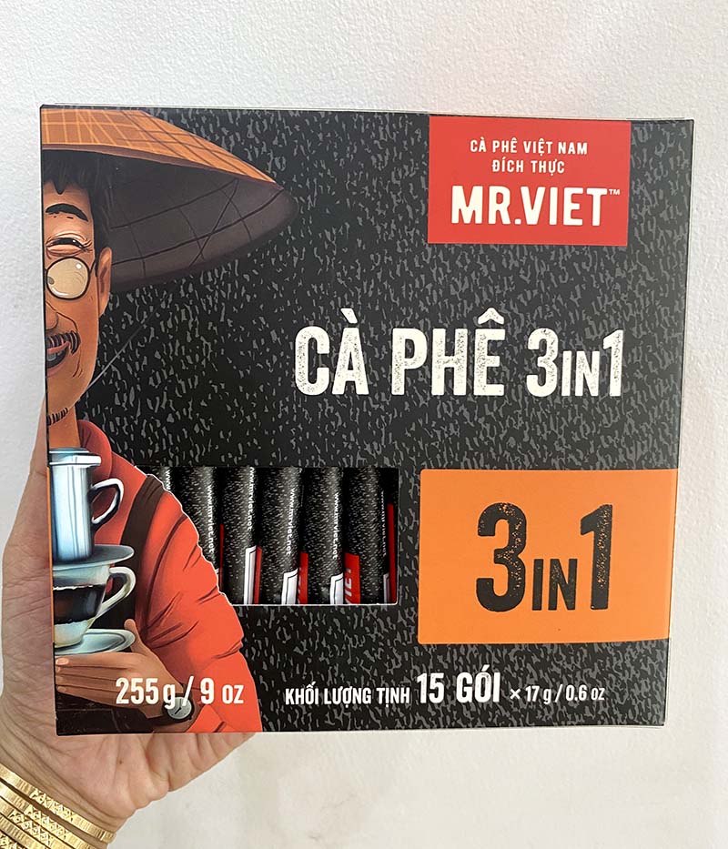 Cà phê Hòa Tan 3 trong 1 MR Viet 255g - Cafe Mr Viet 3 in 1 Instant Coffee (15 gói x 17g)