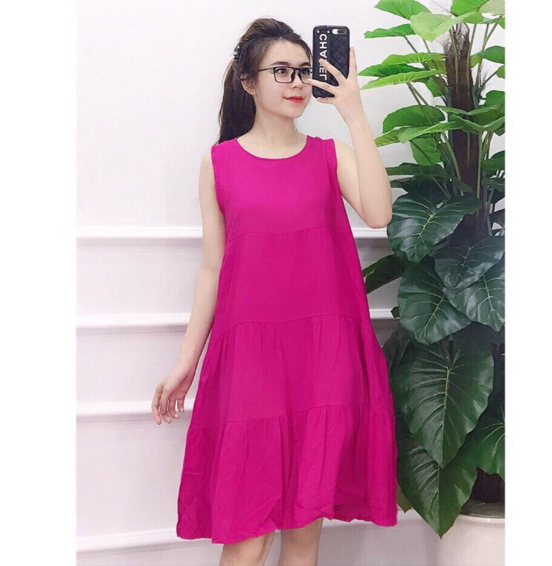 Đầm bầu đẹp-váy bầu lanh mùa hè
