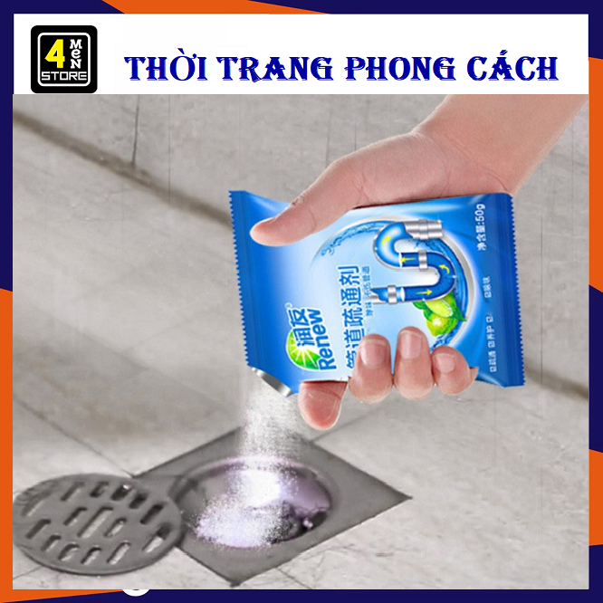 Gói Tẩy Sạch Làm Tan Cặn Bẩn Đường Ống Cống Bồn Cầu RENEW - Bột Tẩy ống Cống Renew Giúp Khử Mùi Từ Cống