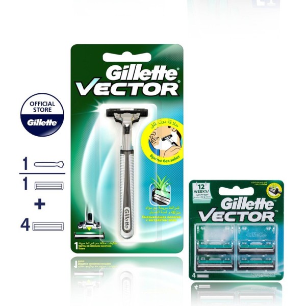 [HCM]COMBO Dao cạo râu Gillette Vector Cán 1s + Lưỡi 4s giá rẻ