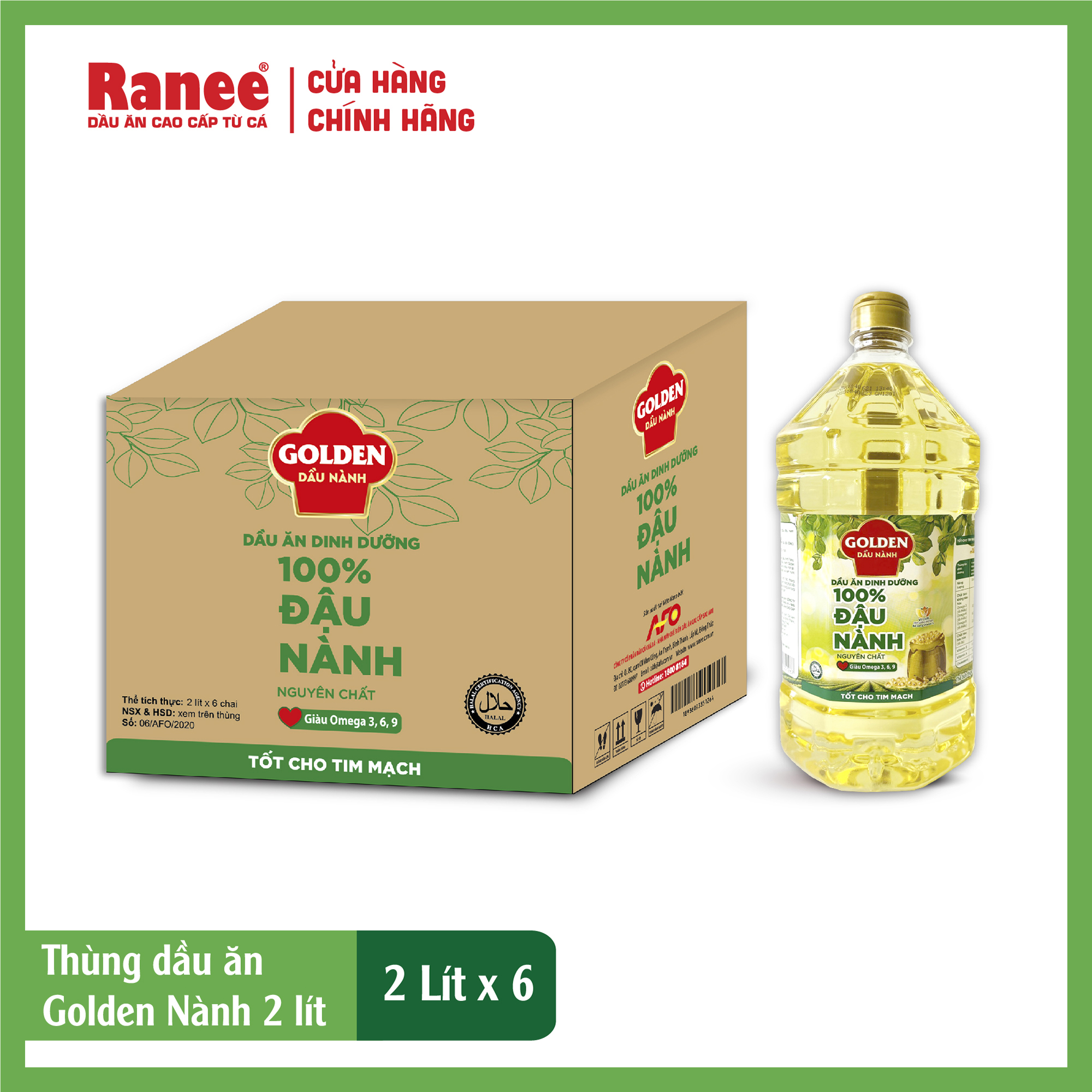 Thùng dầu ăn Golden Nành 2 lít 2 lít x 6 chai