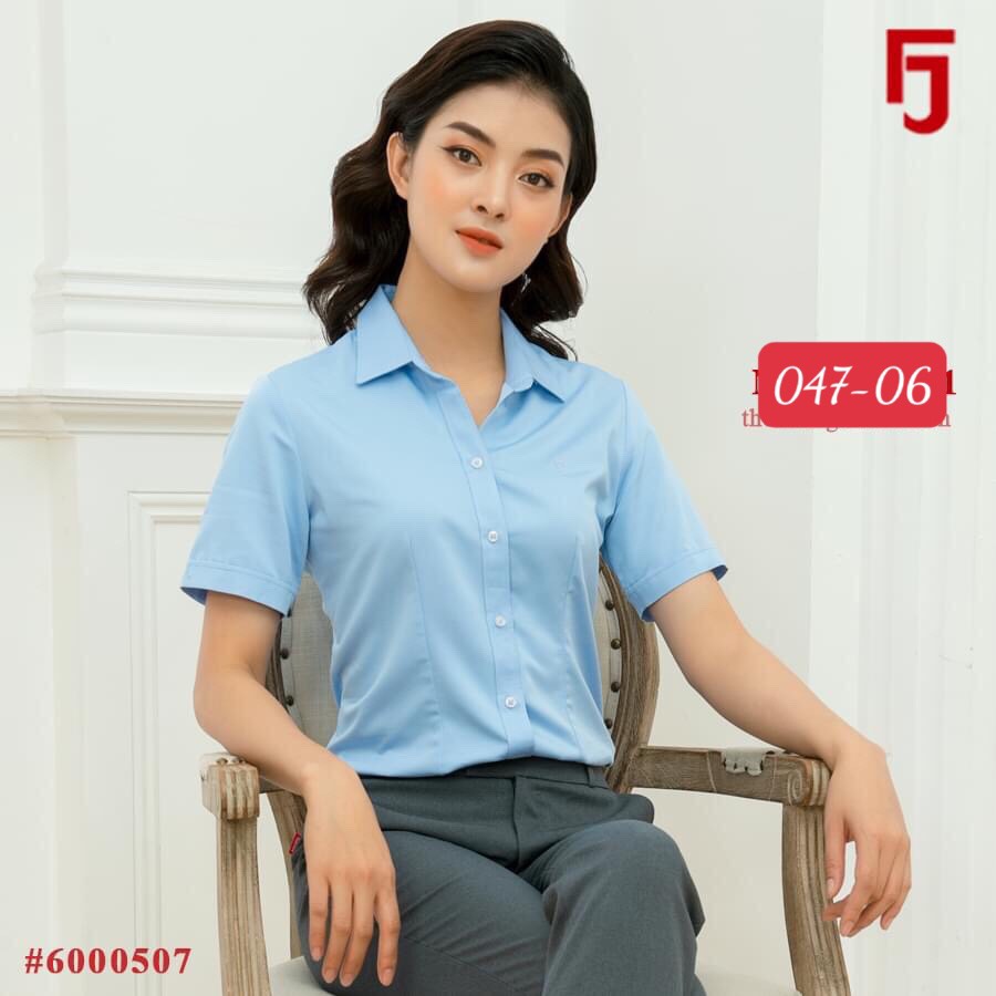 Áo sơ mi Thái Hòa vải mềm mát màu xanh biển N047-06-01