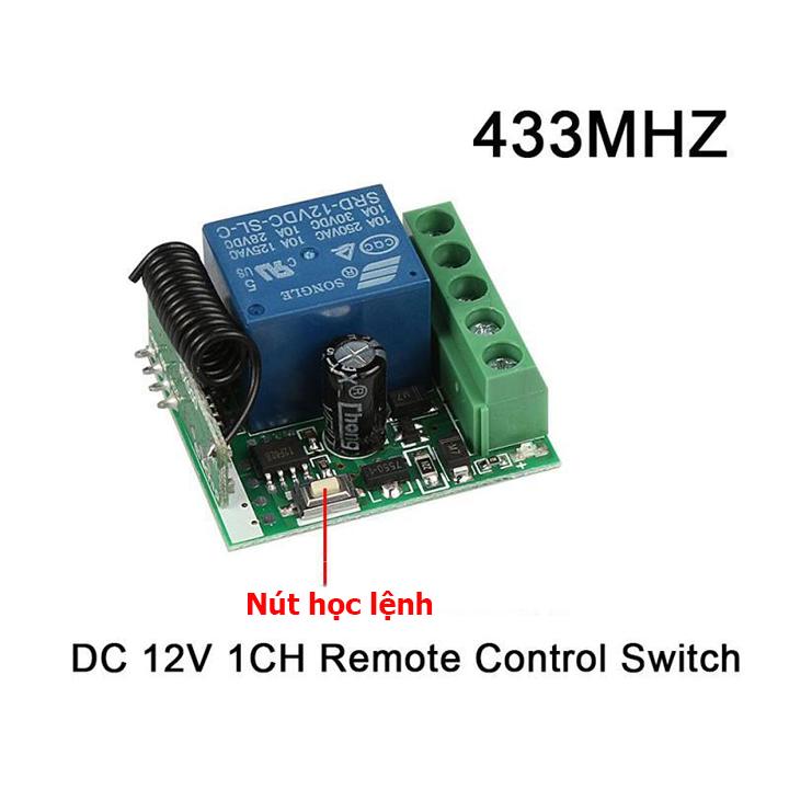 Mạch công tắc điều khiển từ xa 12v/10A có 2 bộ remote dùng cho thiết bị điện 1 chiều 12v, mạch điều khiển từ xa