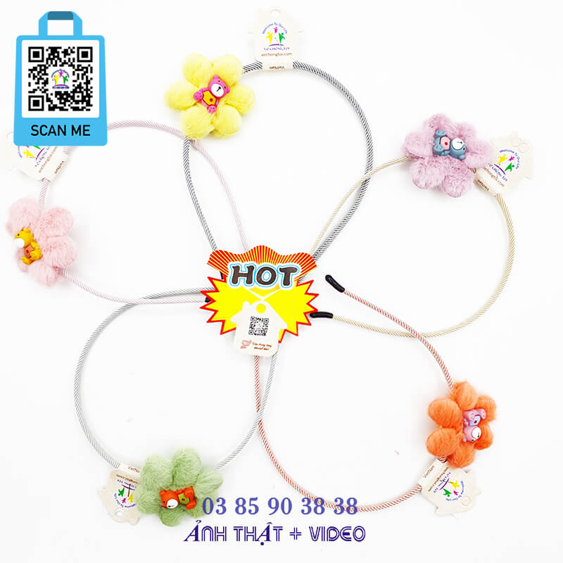 Băng đô nữ, bờm tóc cho bé gái, phụ kiện nữ, đồ cài tóc lông mềm mịn, hoa cúc gấu xịn sò cao cấp - thương hiệu Vợ Chồng Tôi