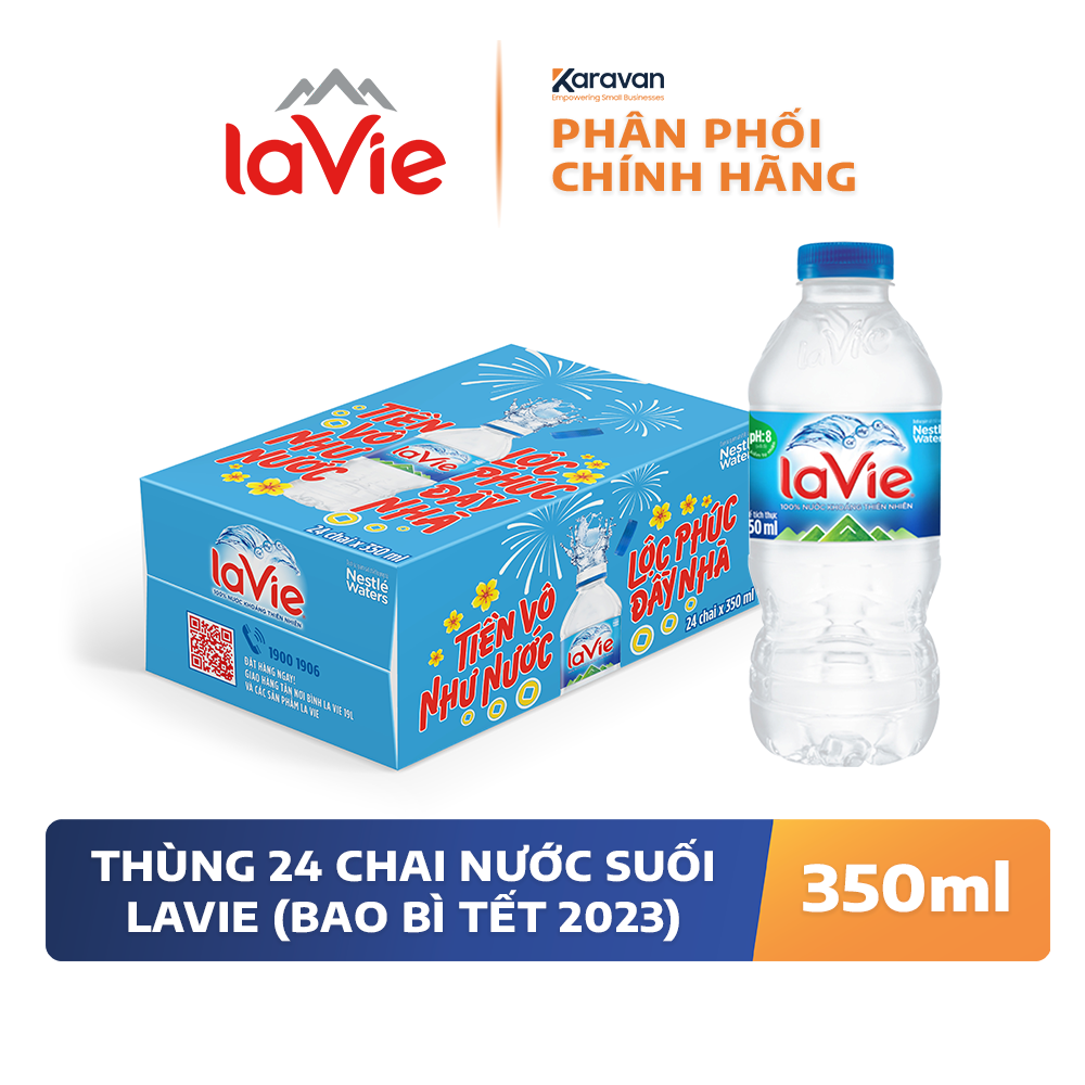 Nước suối Lavie chai 350ml Bao bì Tết 2023 - Thùng 24 chai