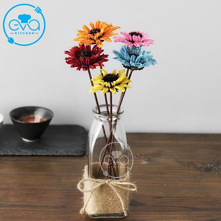 [HCM]Bình Bông Lọ Hoa Thủy Tinh Vuông Tặng Kèm Dây Bố Trang Trí