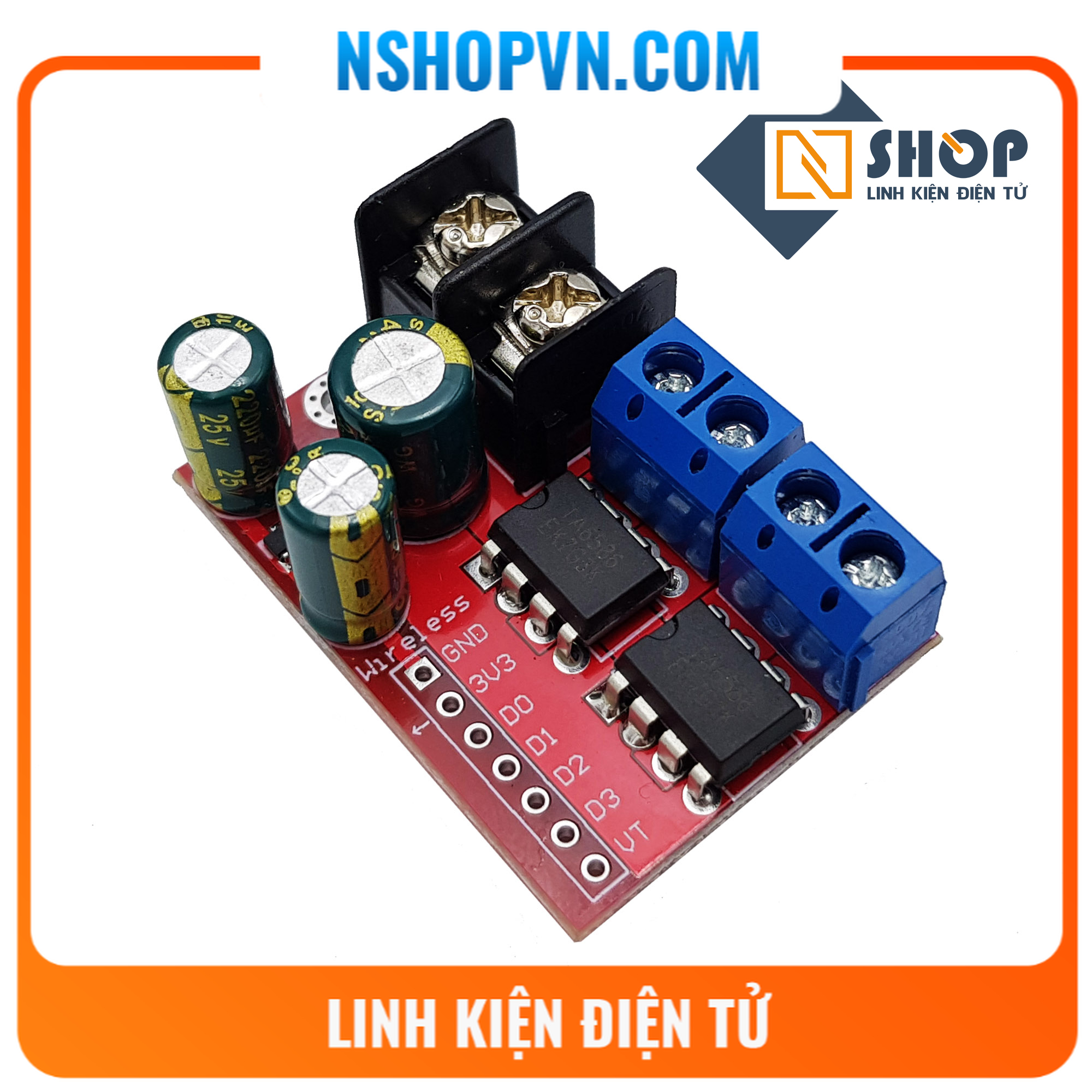 Mạch Điều Khiển Động Cơ DC L298N 5A (có thể mở rộng điều khiển từ xa)
