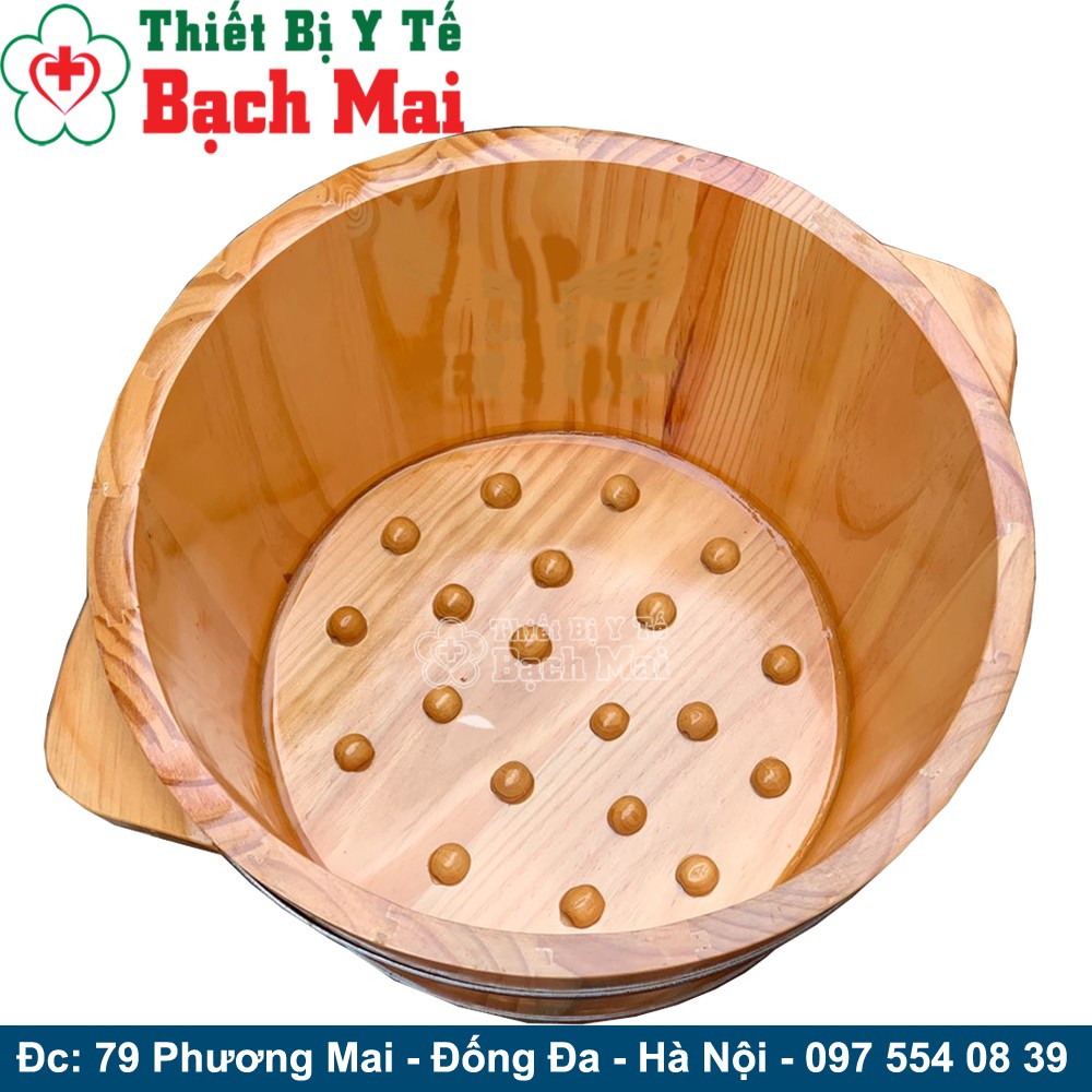 Chậu Ngâm Chân Gỗ Thông Có Hạt Massage