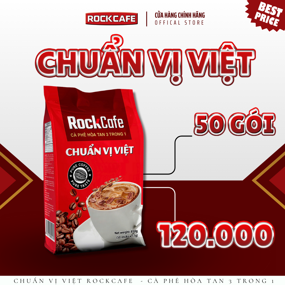 RockCafe - Cà phê hòa tan 3 trong 1 - Cafe Chuẩn Vị Việt - Thơm ngon - Đậm vị
