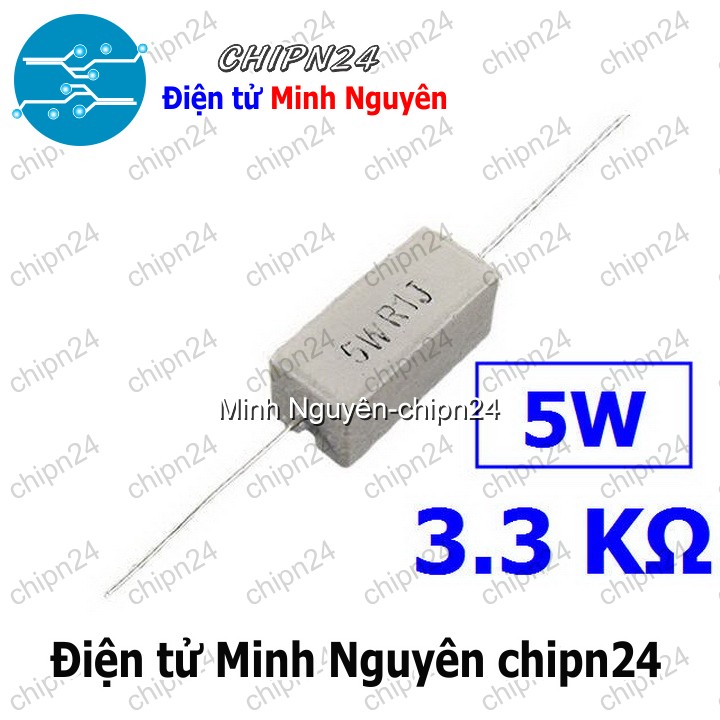 [3 con] (F321) Điện Trở Sứ 3K3 5W Loại Nằm - HH001325