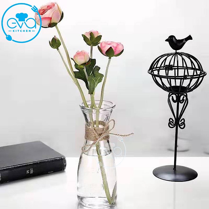 [HCM]Bình Bông Lọ Hoa Thủy Tinh Eo Nhỏ Tặng Kèm Dây Bố Trang Trí