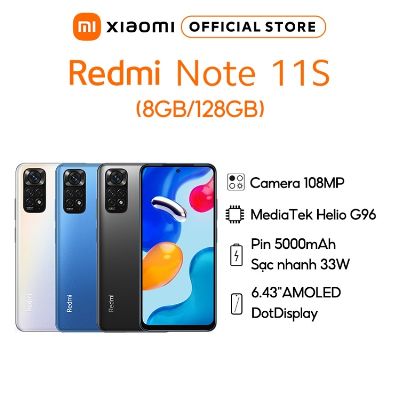 Điện thoại Xiaomi Redmi Note 11S 8+128GB | Pin 5000mAh | MediaTek Helio G96 | Sạc nhanh 33W