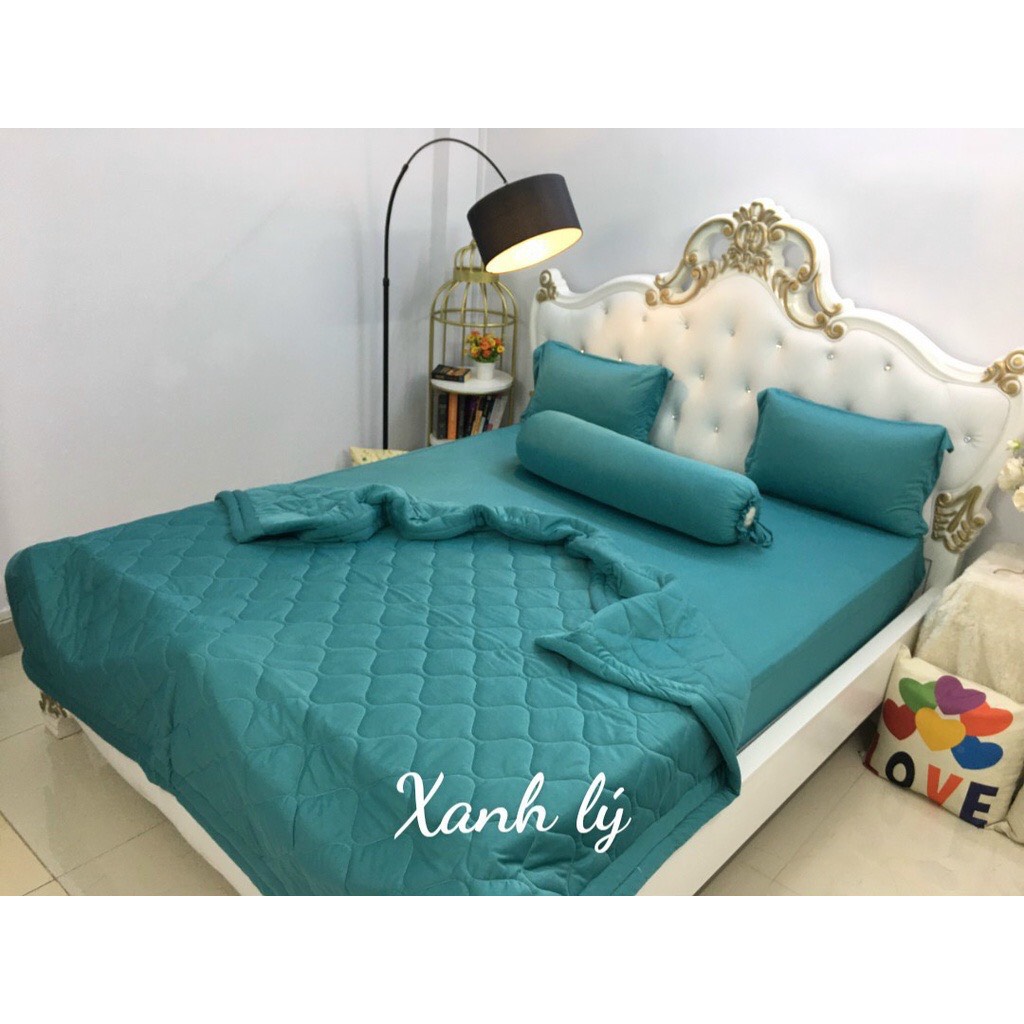 Bộ Chăn Ga Gối 5 Món Thun Lạnh Hàn Quốc (Kèm mền)