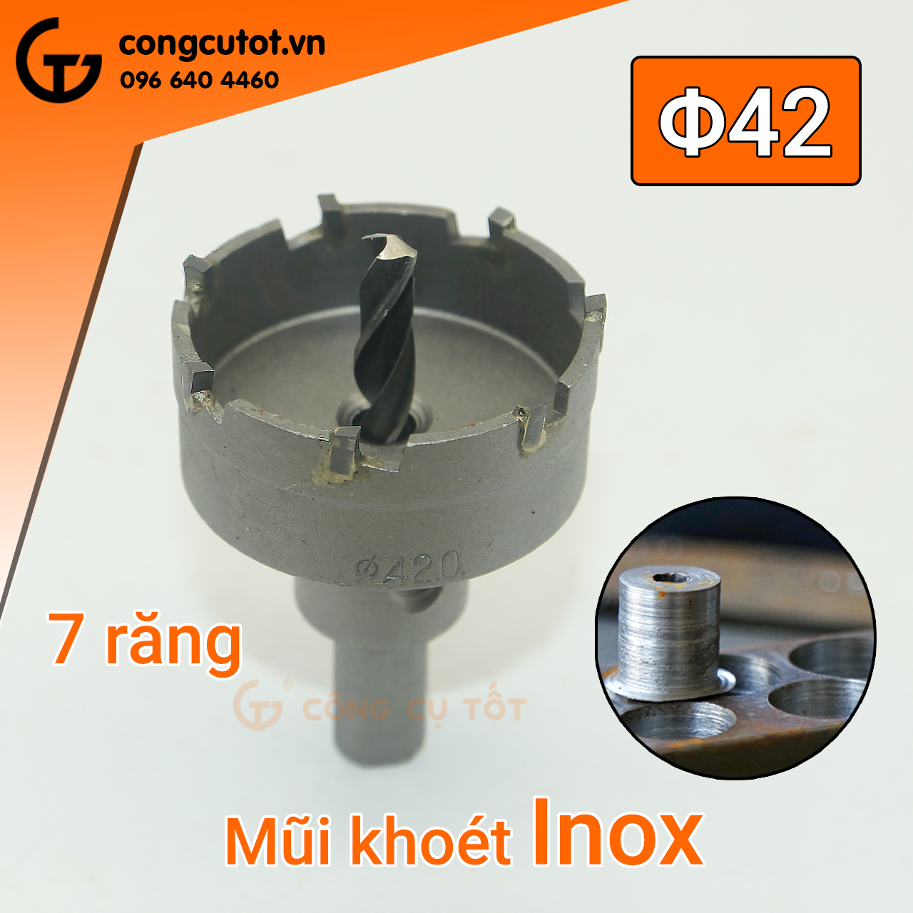 Mũi khoét inox đầu hợp kim