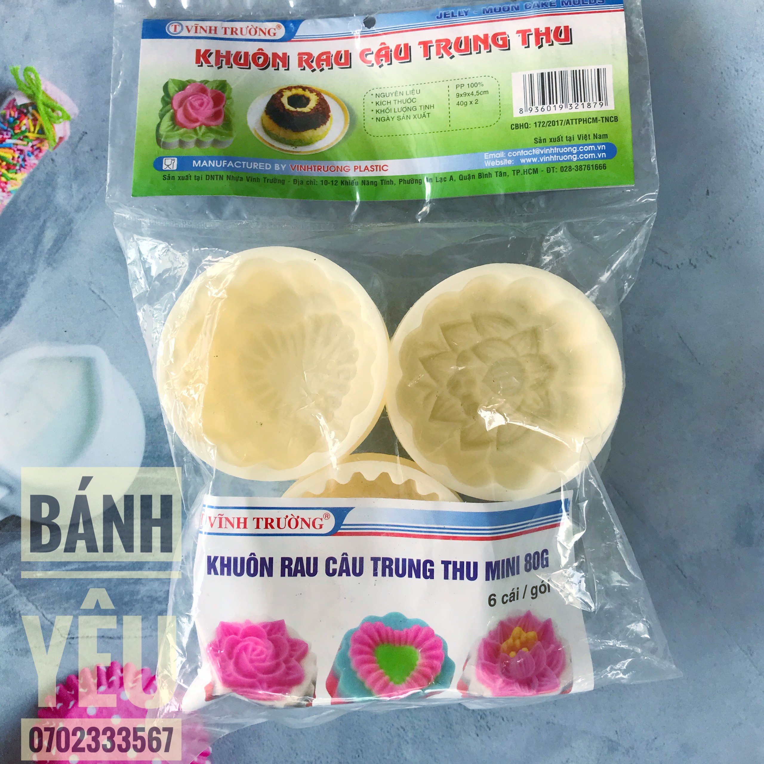 Khuôn rau câu trung thu mini ( bộ 6 cái )