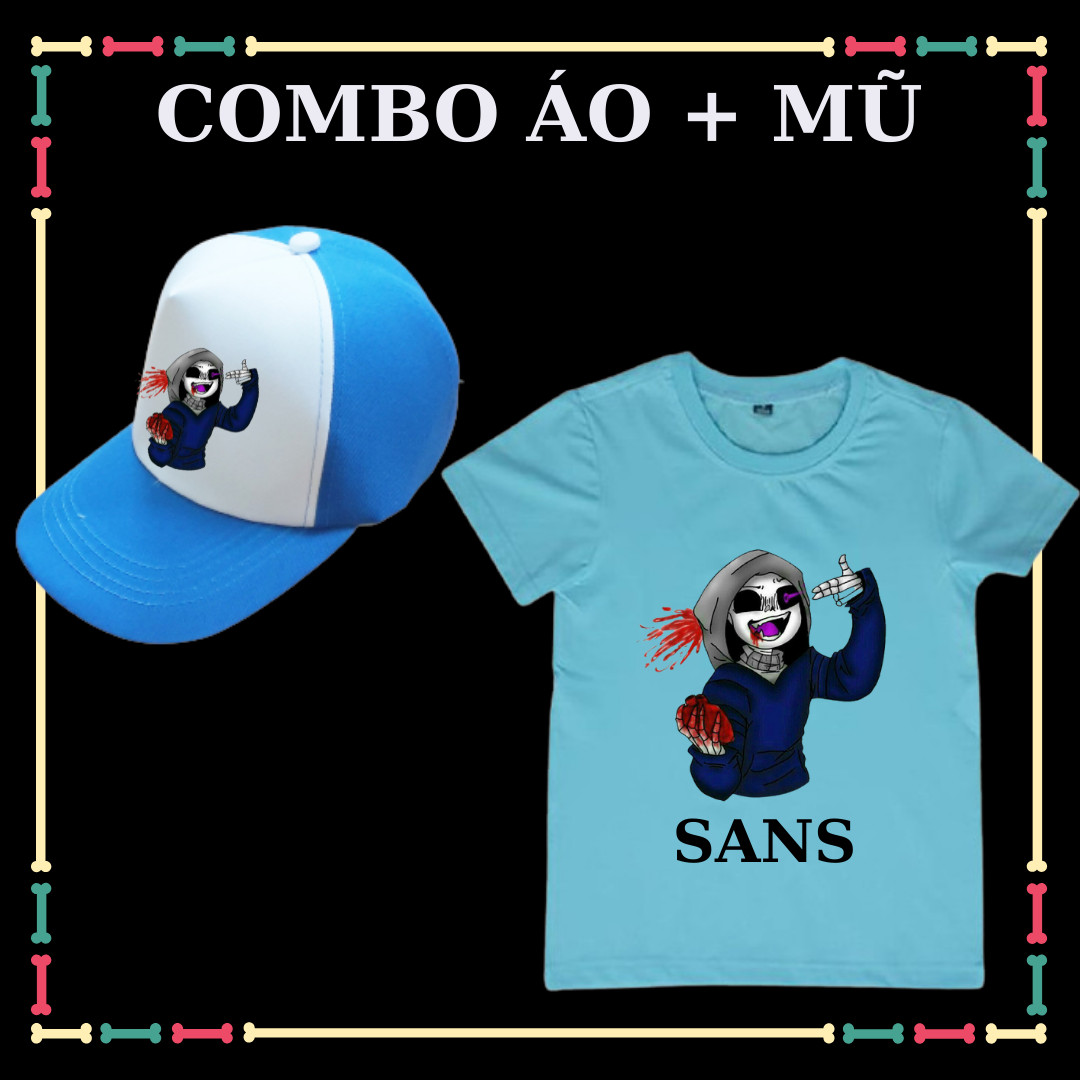 COMBO ÁO + MŨ/NÓN IN HÌNH  SANS - BIỆT ĐỘI GANGSTER CHO BÉ TRAI