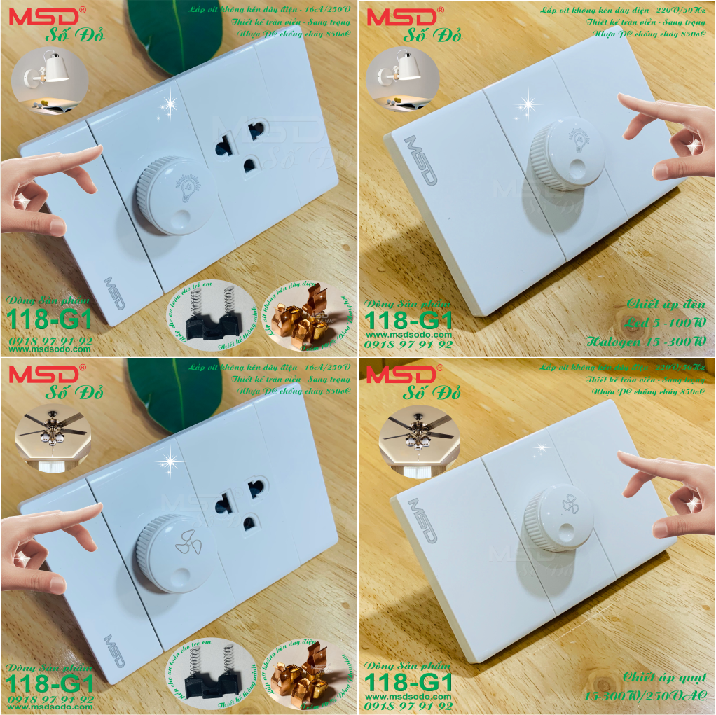 DIMMER - CHIẾT ÁP QUẠT ÂM TƯỜNG - 300W/250V