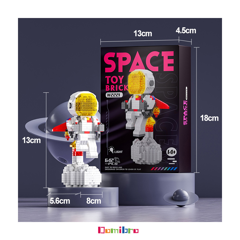 Mô hình phi hành gia có đèn Lego Space bricks, đồ chơi lắp ráp Phi Hành Gia 3D Có Đèn