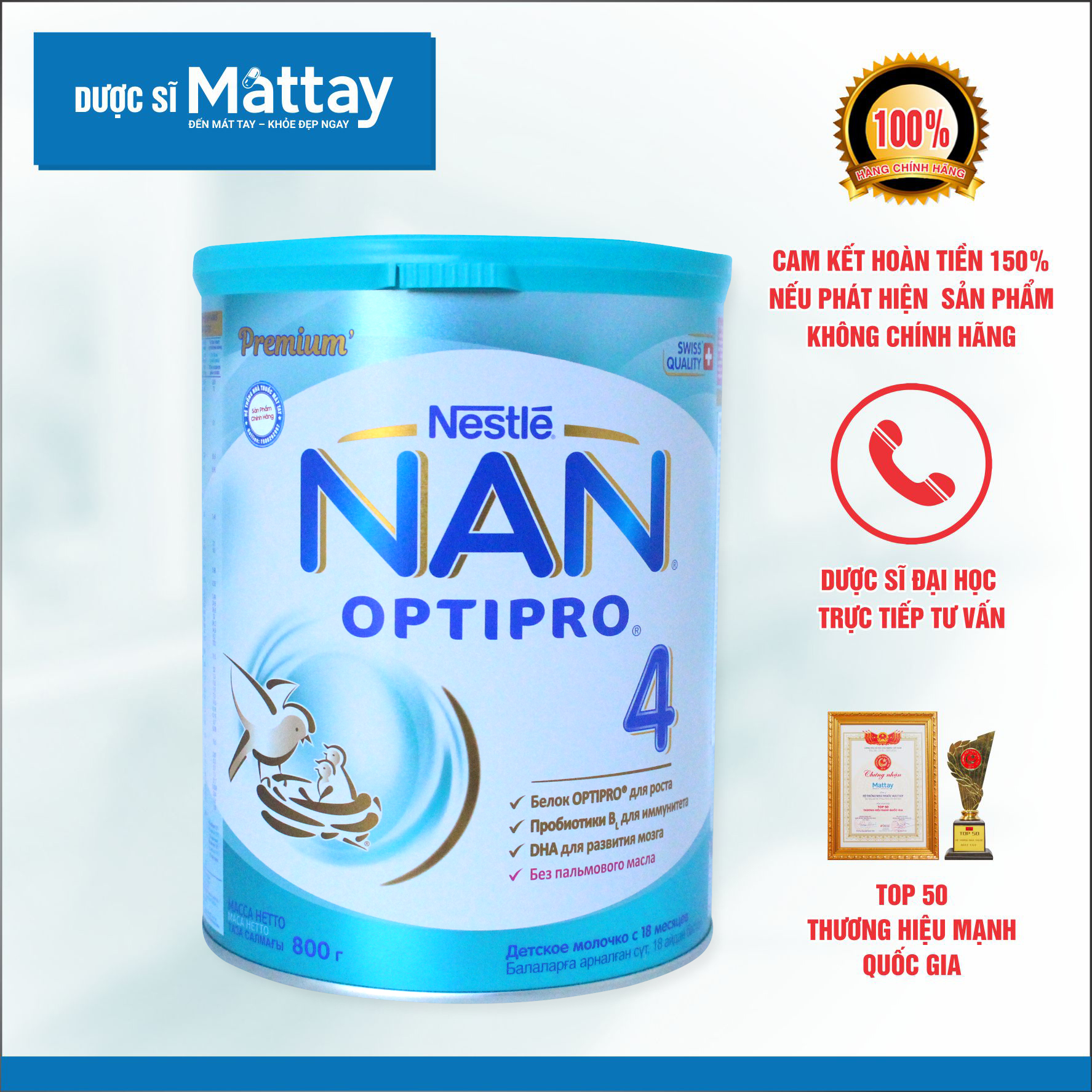 Sữa NAN Nga Số 4 - Lon 800gr - Nội Địa Nga - Mẫu mới nhất