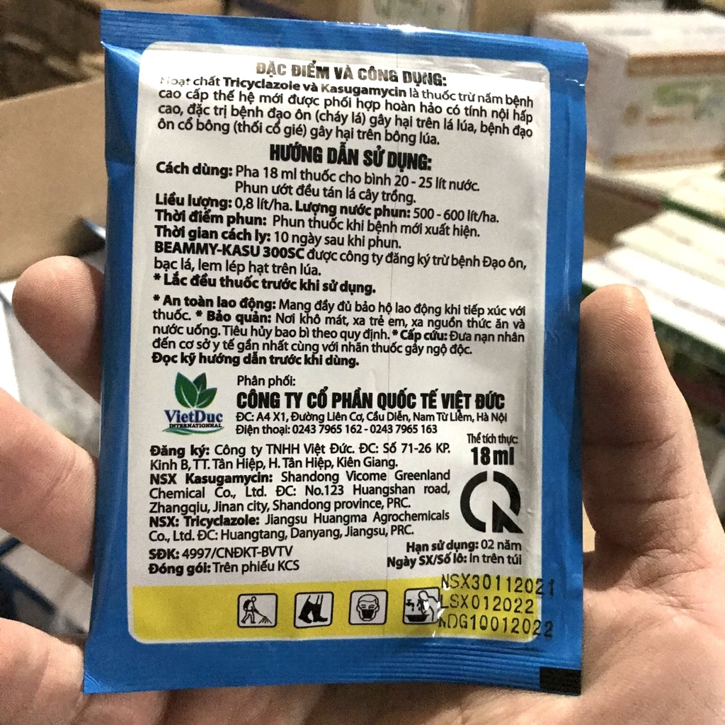 Chế Phẩm BEAM phòng trừ đạo ôn, bạc lá lúa hiệu Siêu Đạo Ôn gói 18ml