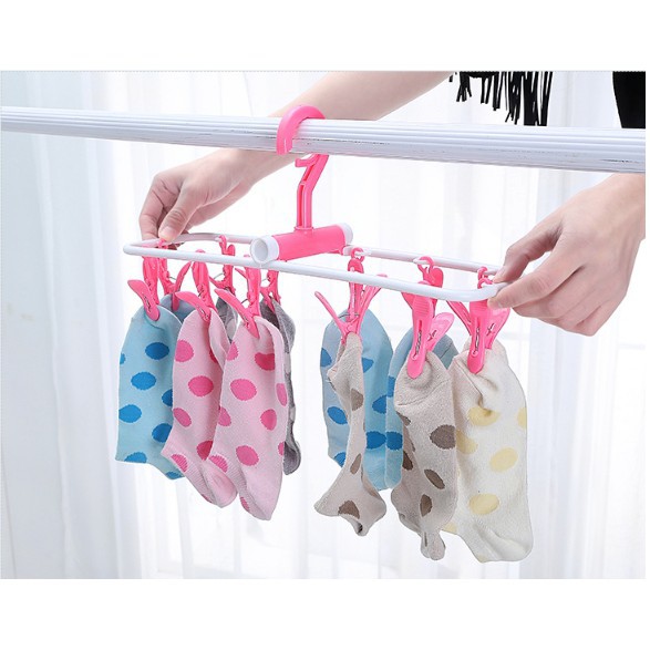 Móc chùm 12 kẹp phơi quần áo , đồ baby, tã lót, tất gấp gọn