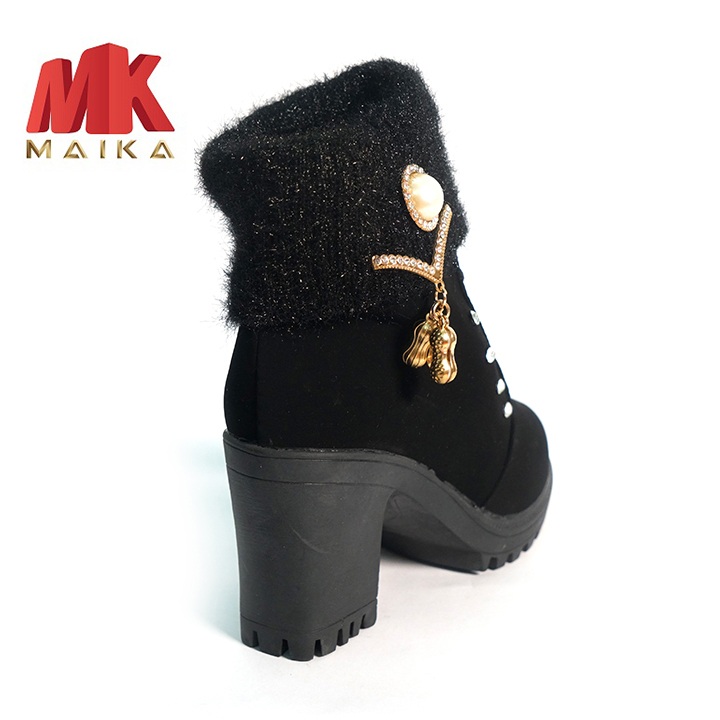 Giày boot nữ đế vuông S105 (Đen) MK STORE