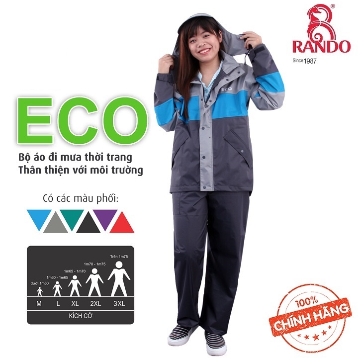 [FreeshipMAX] Áo mưa bộ Rando ECO Thời trang – Thân thiện với môi trường ASUM-01