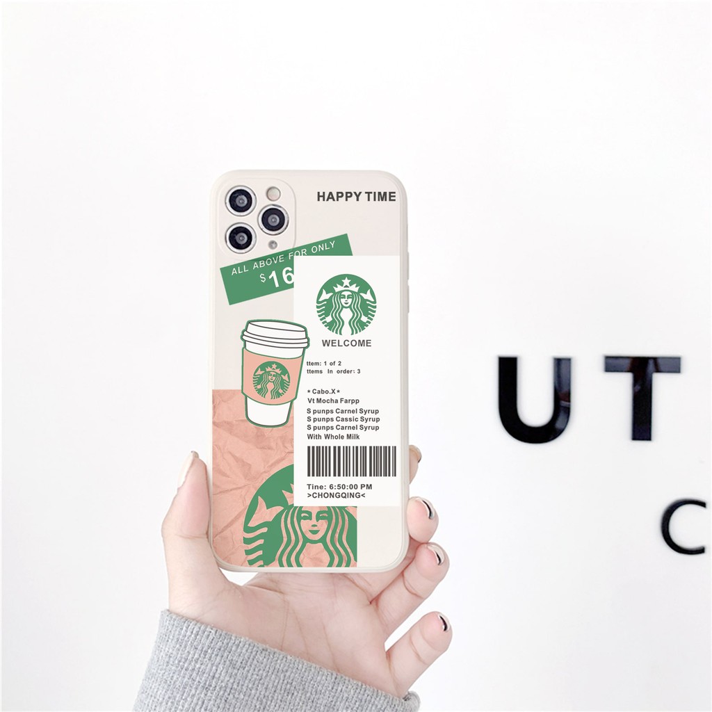 Ốp lưng viền vuông Starbucks dành cho iphone 6 6s 6Plus 6sPlus 7 7Plus 8 8Plus X XS xr xsmax 11 11pro 11promax 12mini 12pro 12promax 12 - E52