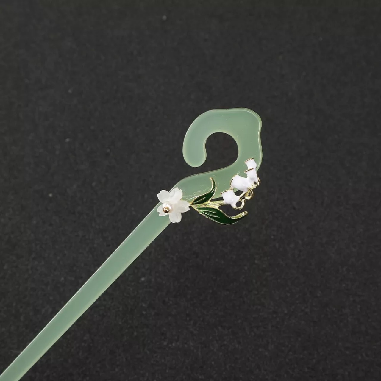 White Orchid antique hairpin