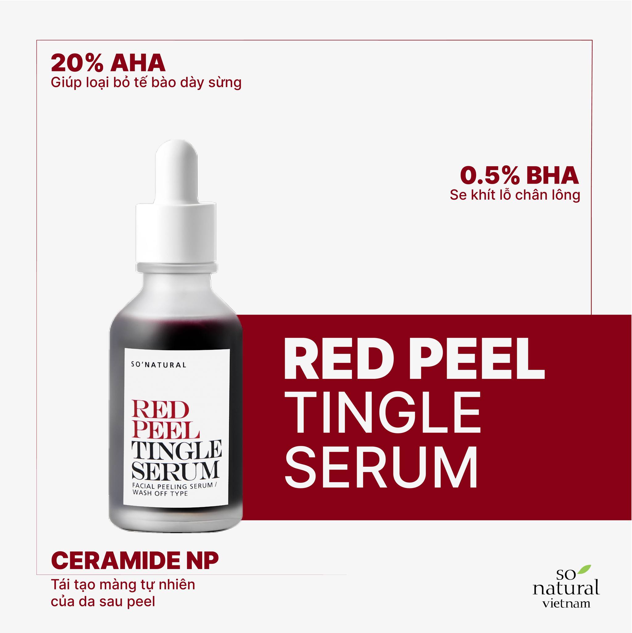 Tinh chất peel da SO NATURAL Red Peel Tingle Serum 35ml