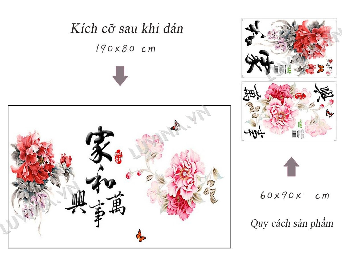 [HCM]DECAL DÁN TƯỜNG HOA MẪU ĐƠN 8