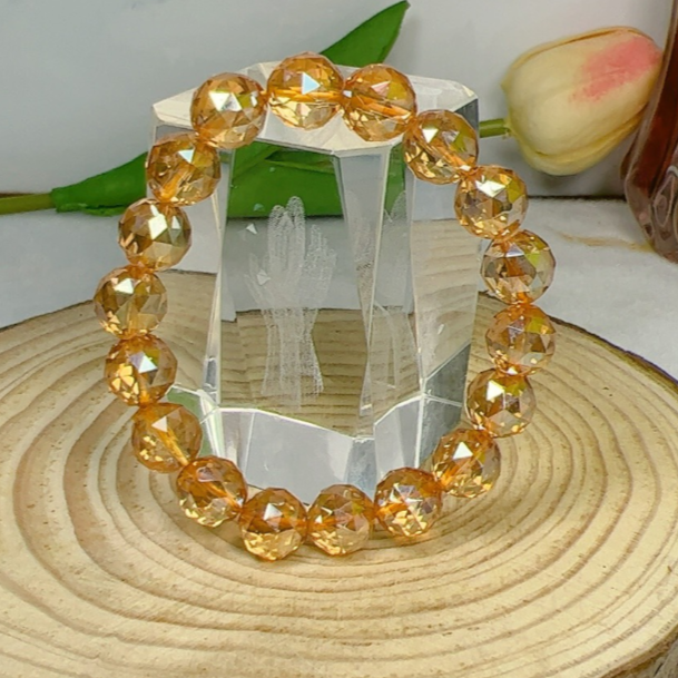 Chuỗi đá thach anh pha lê 8 LY-10 LY tự nhiên vàng cam đá lấp lánh mang thời trang,hàng chuẩn đẹp