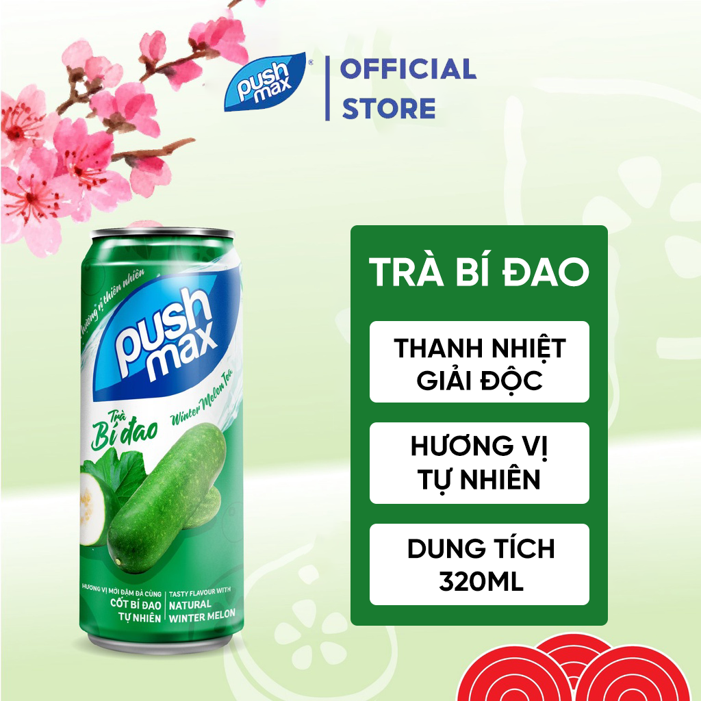 Thùng 24 Lon Nước Trái Cây Trà Bí Đao Pushmax (330ml x 24 lon)