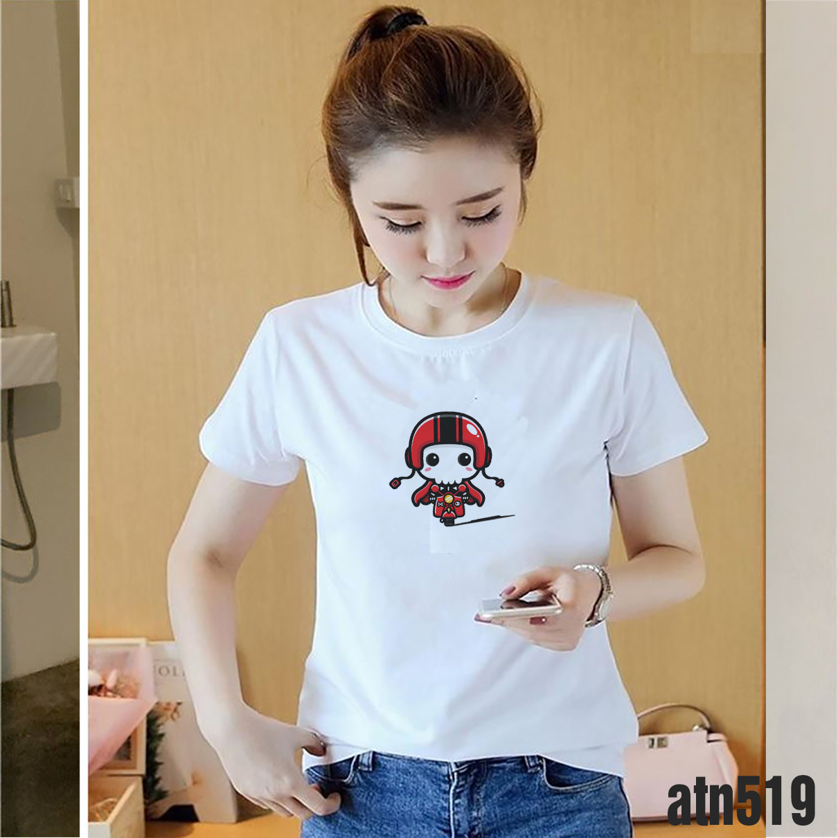 Áo thun nữ in hình chibi kute