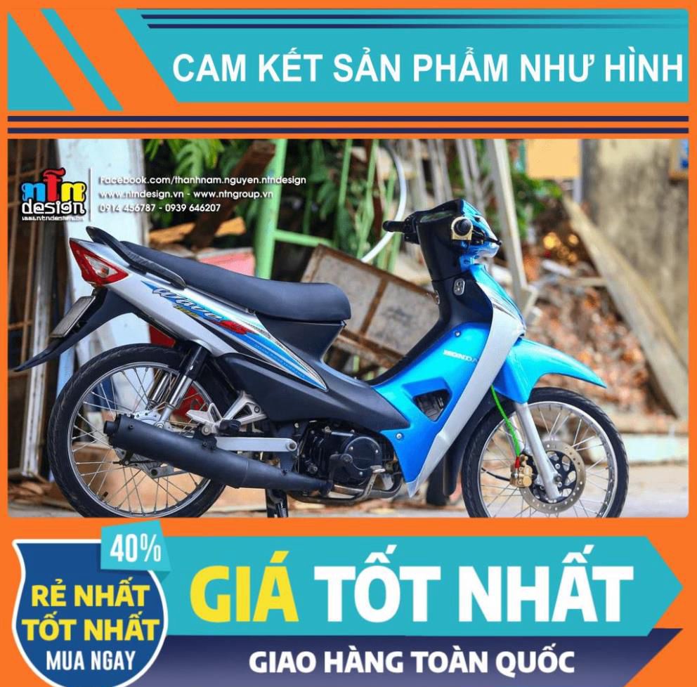 Tem rời dán xe wave a 100 mẫu s bạc xanh