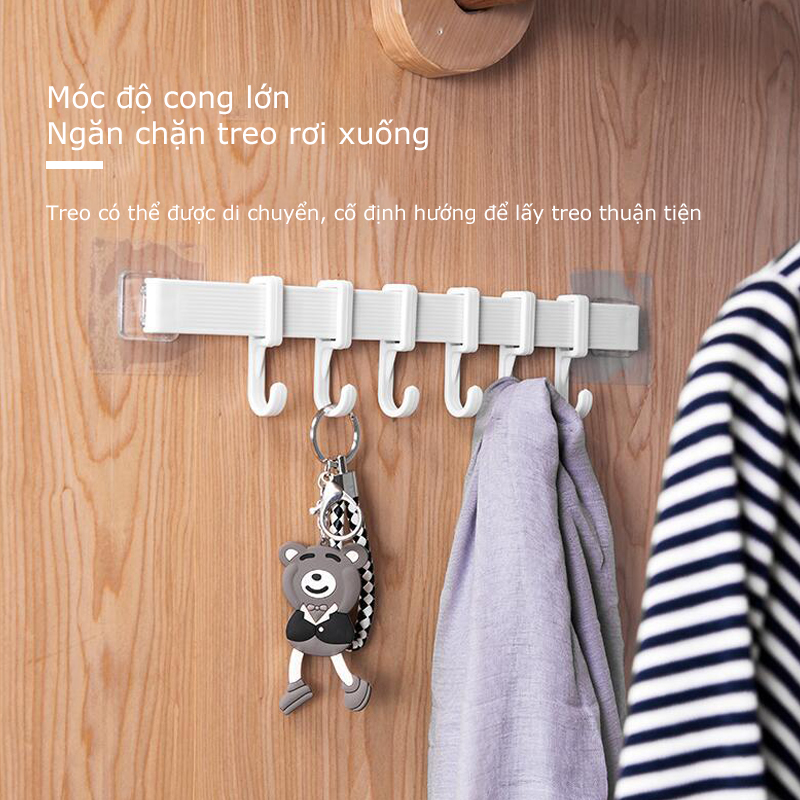 [HCM] Thanh treo đồ 6 móc dán tường siêu chắc -Cozy520