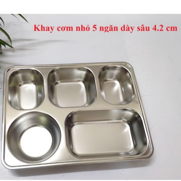 KHAY CƠM PHẦN 5 NGĂN INOX 304 LOẠI DÀY DỰNG THỨC ĂN