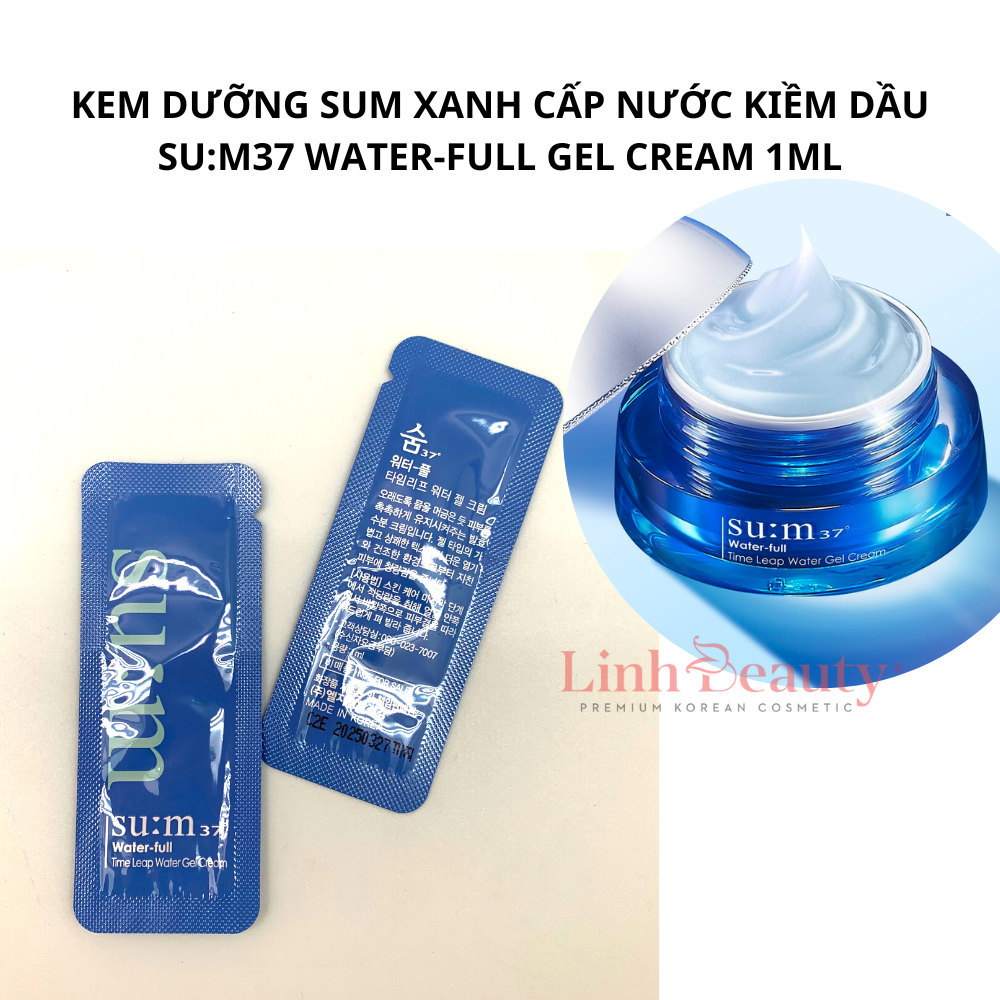 Combo 5/10/30 gói kem dưỡng sum xanh cấp nước kiềm dầu su:m37 water-full gel cream 1ml