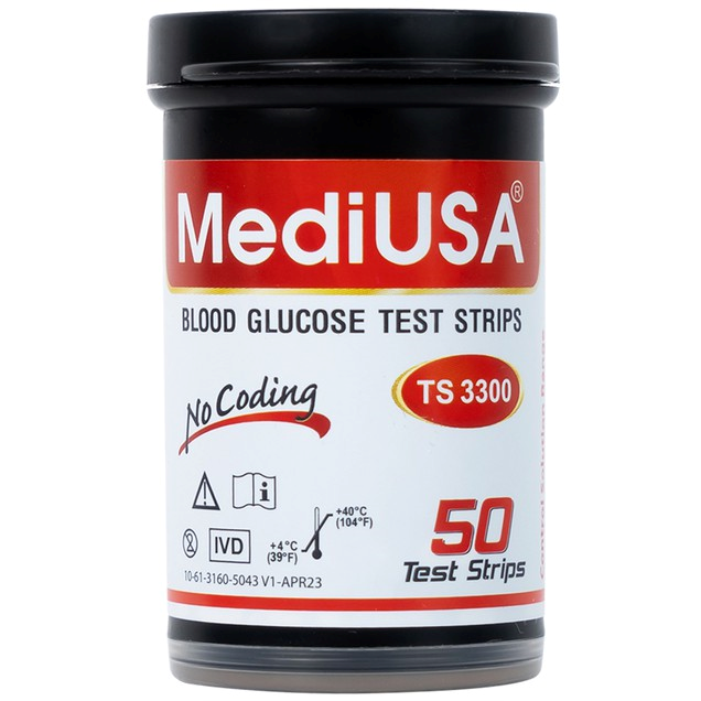 (hộp 50 que) QUE THỬ ĐƯỜNG HUYẾT MEDIUSA TS3300 (ĐỎ)
