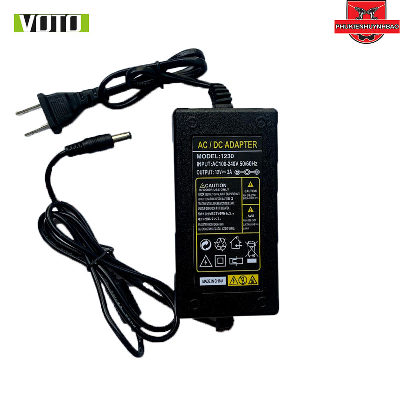 Bộ nguồn nhựa adapter 12V-5A,3A,2A (DC) (Đen)