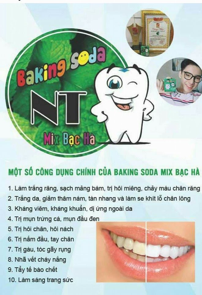 [HCM]Bột Làm Trắng Răng Baking Soda Mix Bạc Hà