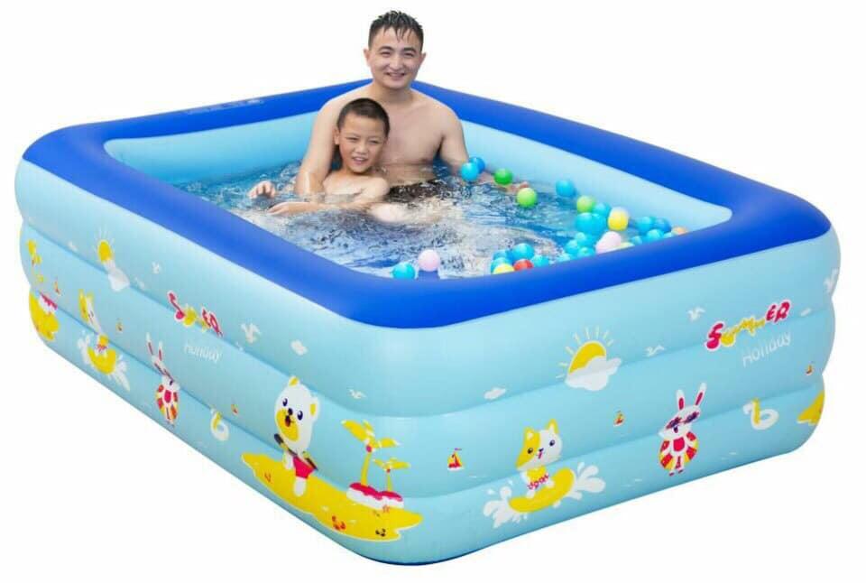 Bể bơi phao 3 tầng cho bé (kt 180 x 140 x 60 cm, kèm 2 miếng vá và 1 lọ keo)