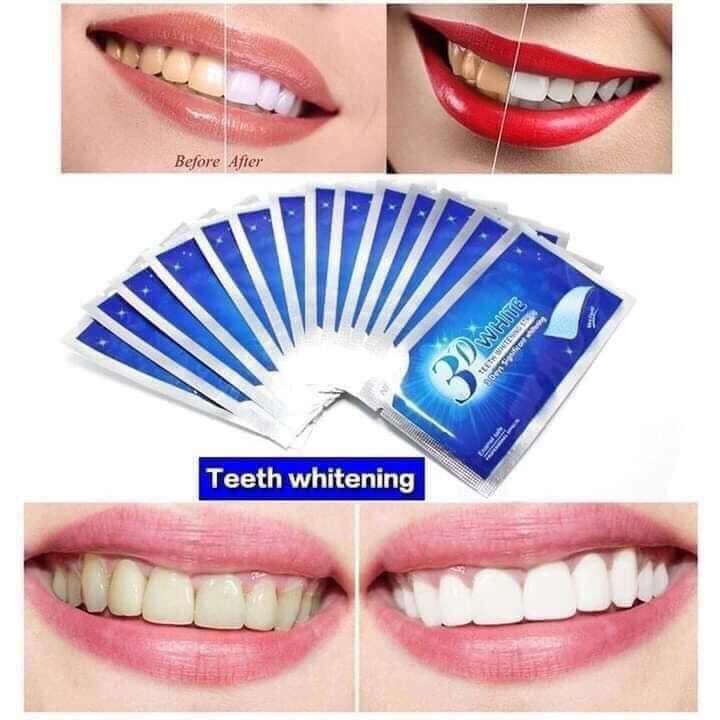 Miếng dán trắng răng 3D White Teeth Whitening Strips, miếng dán trắng răng 5d miếng dán trắng răng chính hãng, miếng dán trắng răng crest 3d white Miếng dán trắng răng 3D White Teeth Whitening Strips hỗ trợ làm trắng răng hiệu quả