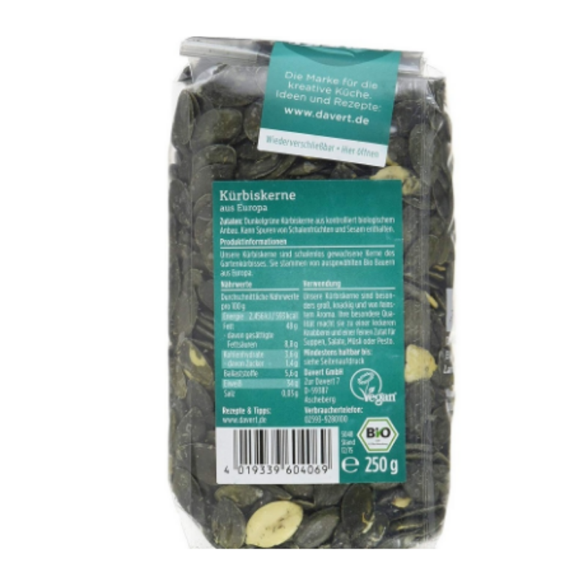Hạt bí hữu cơ davert 500gr