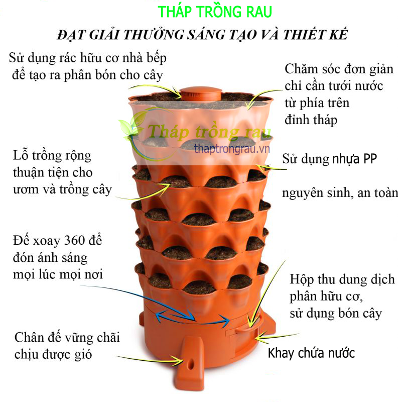 [HCM]Tháp trồng rau hữu cơ Eco Việt Nam