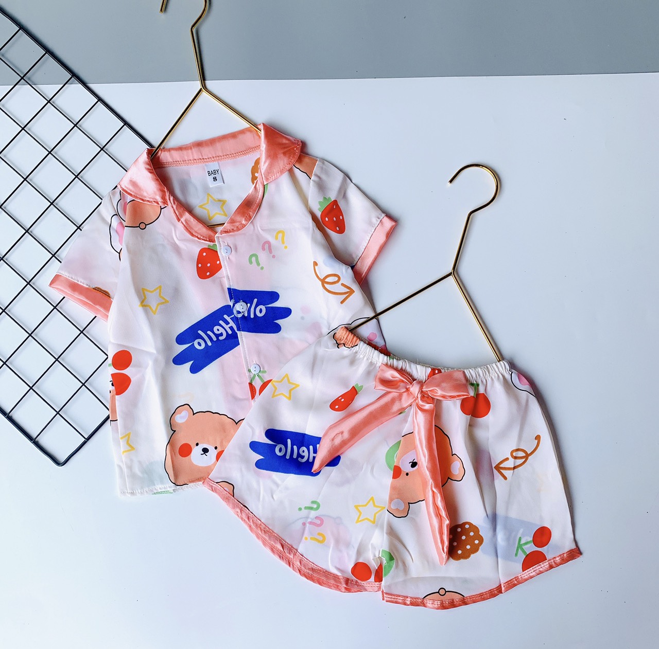 [HCM]SALE ĐỒ BỘ PIJAMA CHẤT LỤA SATIN MỀM MỊN MÁT CHO BÉ GÁI MẶC MÁT MÙA HÈ SIZE 14-35KG