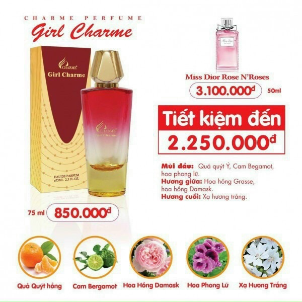 [HCM]Nước hoa nữ rose gril cha. rme 75ml (có túi )