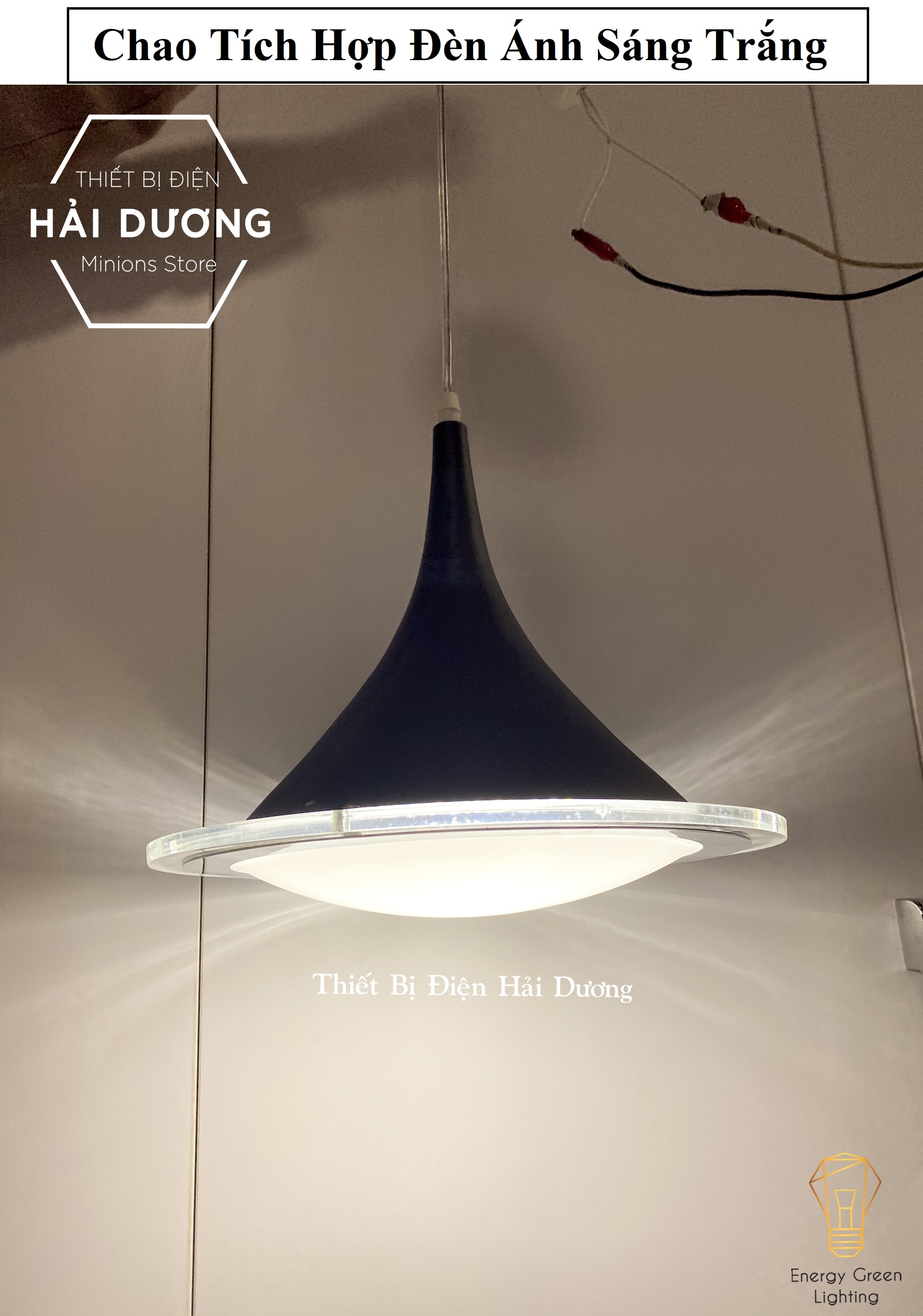 Chao đèn tròn nắp gỗ decor phong cách Bắc Âu TN123 (Trắng/Đen)