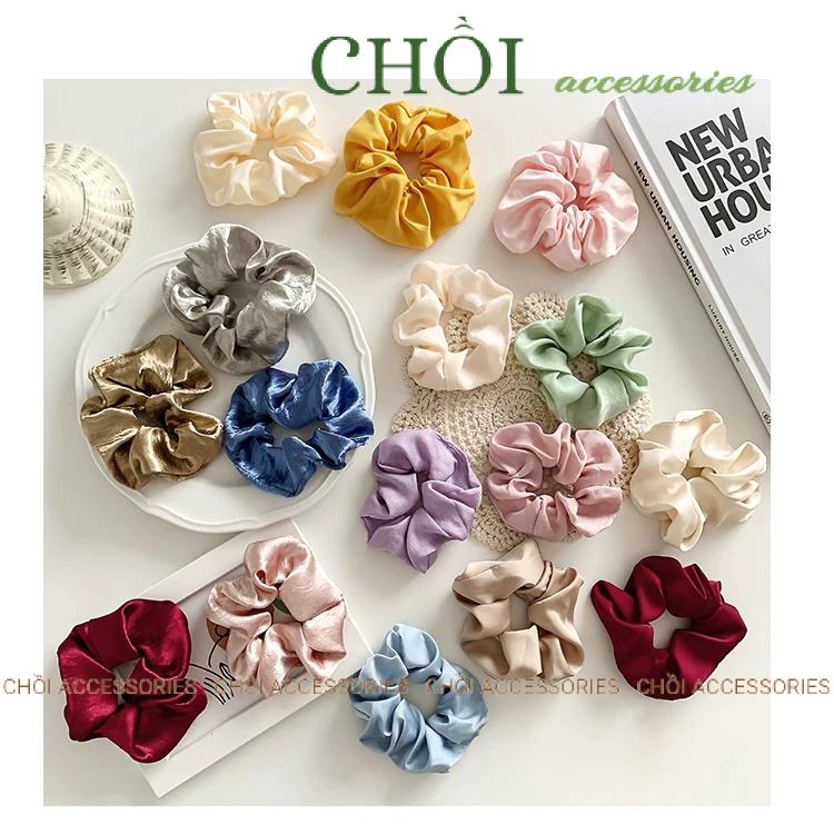 Buộc tóc vải, scrunchies vải lụa satin cao cấp - Y014