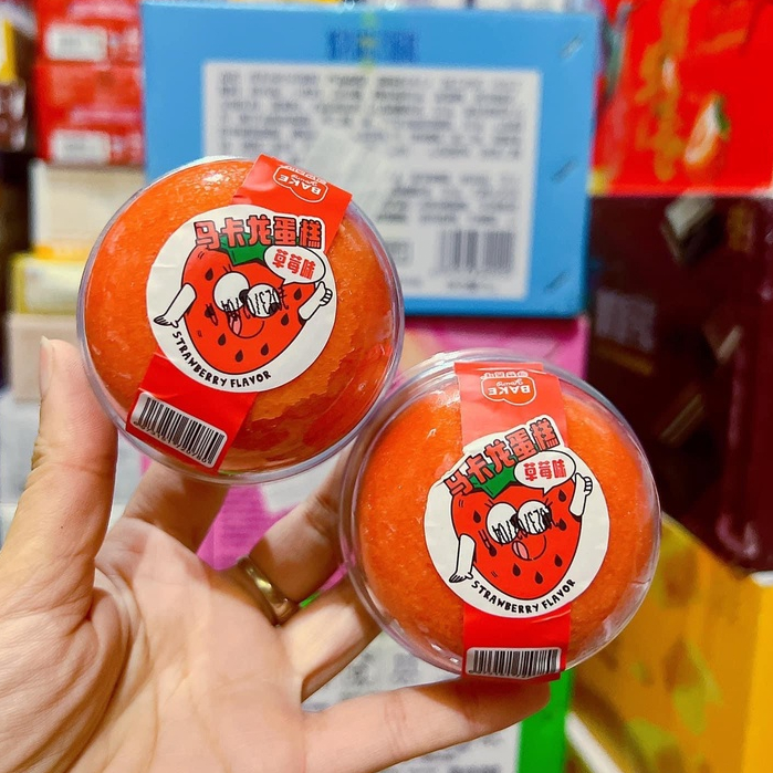 [Hoàn tiền 10%] Bánh lông lan nhân kem macaron dâu ( 10 cái )